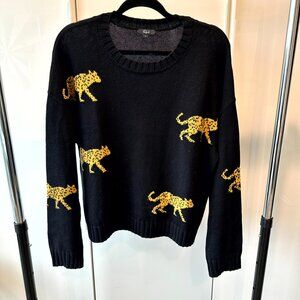 Rails - Black/Gold Leopard Sweater - Size Large